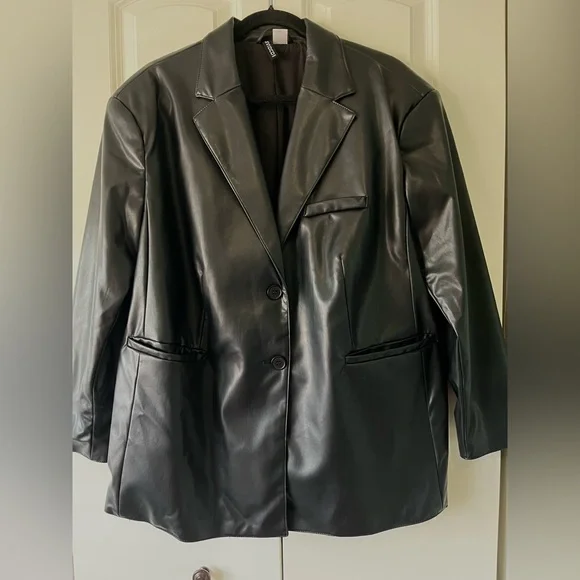 Womens Blazer Faux Leather Blazer H&m H&M Jackets Coats Hm